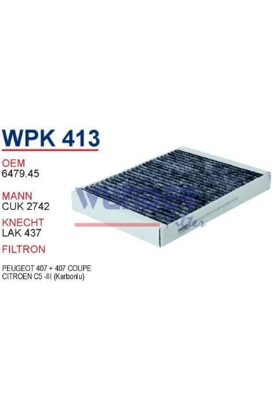 Wunder WPK413 Polen Filtresi Citroen C5 -III Karbonlu - 1