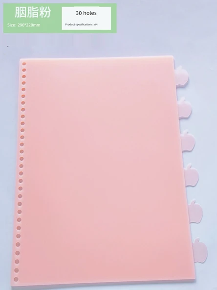 A4 A5 B5 Gevşek Yaprak Klasör Ayırıcı - A4-30 Delik Elma Pembe Pudra - 6
