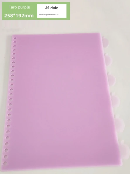 A4 A5 B5 Gevşek Yaprak Klasör Ayırıcı - B5-26 Delik Elma Taro Moru - 3