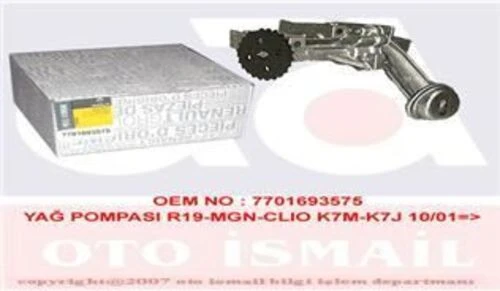 Renault 7701693575   YAĞ POMPASI CLIO EXPRESS KANGOO MEGANE
