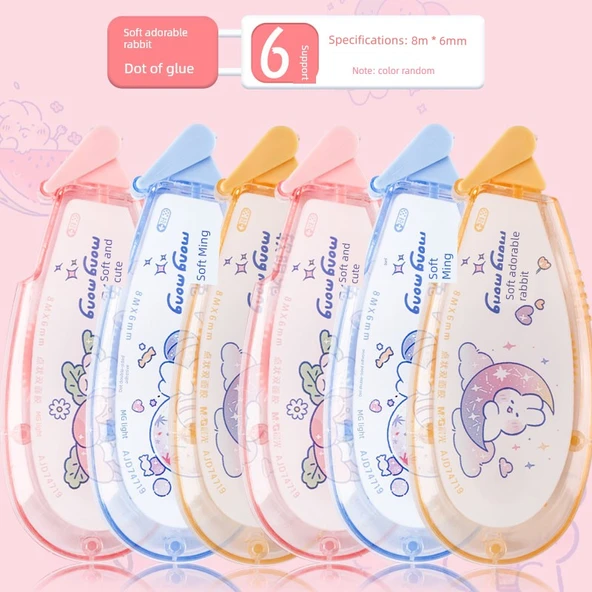 Yapışkan Bant - Yumuşak Meng Tavşan - 6 Paket - 6mm Genişlik / 48m - En Çok Satan!