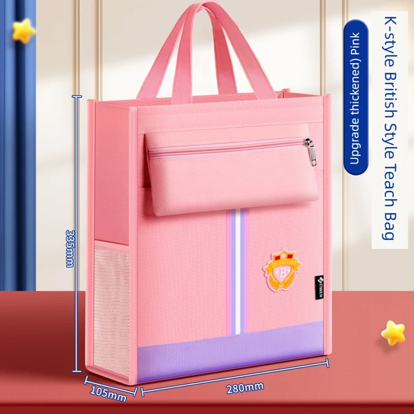 Oxford Kumaş Okul Çantası - K-Style Britanya Rüzgarı - Sakura Pembe (Geliştirilmiş Kalınlık)