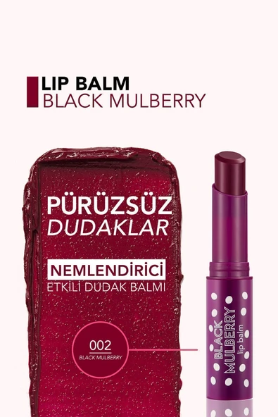 FLORMAR Shea Ve Kakao Yağı Içeren Renkli Dudak Nemlendiricisi (KARADUT) - Lip Balm - 002 - 8690604555376 - 5