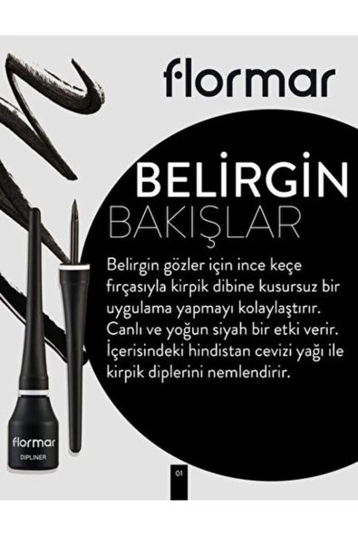FLORMAR Dıplıner Yoğun Siyah, Yarı Mat Bitişli Dipliner | 3.5 ml - 3