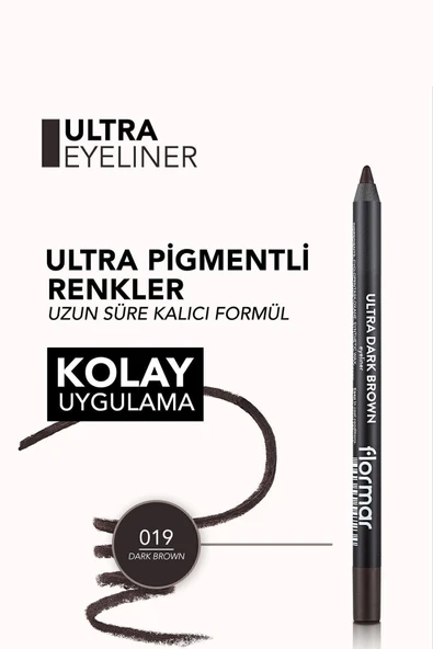 FLORMAR Koyu Kahverengi Eyeliner - Ultra Eyeliner 019 Dark Brown 8690604547234 - 5
