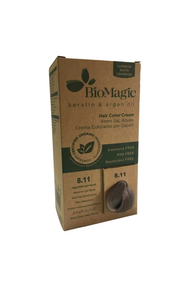 BIOMAGIC Saç Boyası Yoğun Küllü Açık Kumral No: 811 - 1
