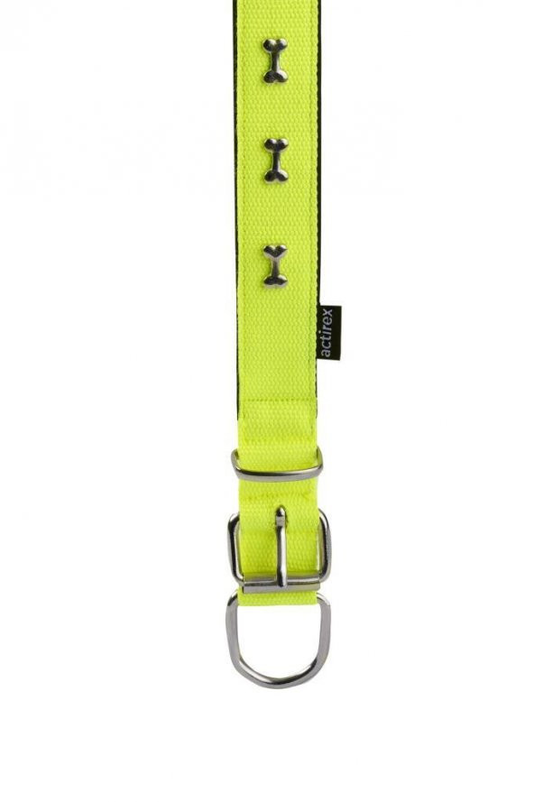 Actirex Neon Yumuşak Doku Kemik Desenli Köpek Boyun Tasma Yellow Medium 57cm En 3cm - 2