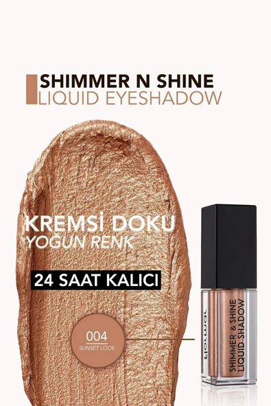FLORMAR Metalik Likit Göz Farı (BAKIR) - Shimmer & Shine Liquid Shadow - 004 Sunset Look - 8682536003124 - 5