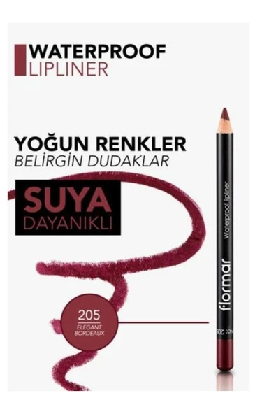 FLORMAR Dudak Kalemi - Waterproof Lipliner 205 Elegant Bordeaux 8690604111053 - 2