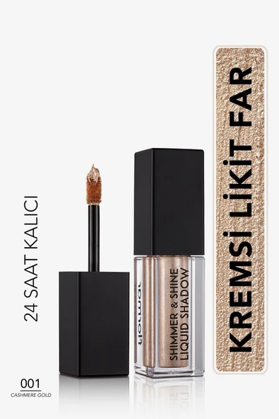 FLORMAR Metalik Likit Göz Farı (ALTIN) - Shimmer & Shine Liquid Shadow - 001 Cashmere Gold - 8682536002592