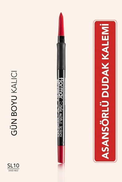 FLORMAR Dudak Kalemi - Stylematic Lipliner SL10 Vivid Red 8690604497065
