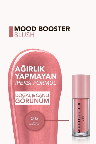 FLORMAR Yoğun Pigmentli Likit Allık (GÜL KURUSU) - Mood Booster Lbl. - 003 Thats Rosewood - 8682536043724 - 5