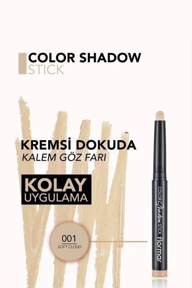 FLORMAR Suya Dayanıklı Kremsi Kalem Far -color Shadow Stick -001 Soft Cloud-8682536039413 - 5