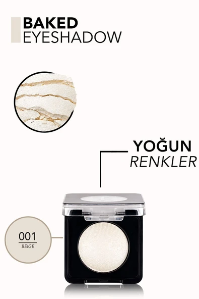 FLORMAR Yoğun Işıltılı Göz Farı - Baked Eyeshadow -001 Beige- 8682536052344 - 6