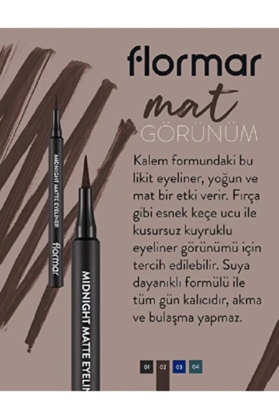 FLORMAR Yoğun,mat Likit Göz Kalemi. | 1 Ml 003
dark Blue - 3