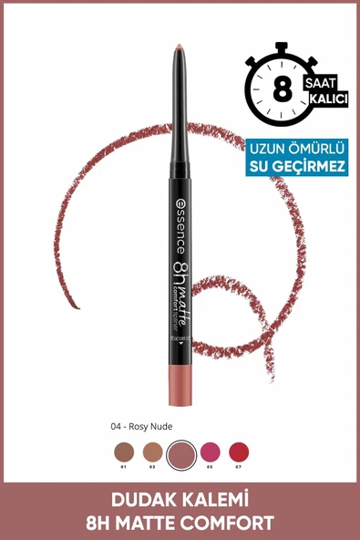 ESSENCE 8h Matte Comfort Lipliner Dudak Kalemi 04 Rossy Nude