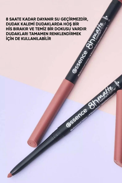 ESSENCE 8h Matte Comfort Lipliner Dudak Kalemi 04 Rossy Nude - 4