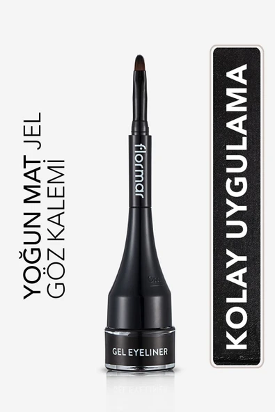 FLORMAR Özel Fırça Başlıklı Yoğun Pigmentli Mat Jel Eyeliner-gel Eyeliner-001 Gel Black-8690604591879 - 1