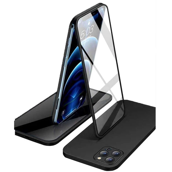 Apple iPhone 12 Pro Uyumlu 360 Derece Tam Kaplayan Cam Kapak Kılıf - Resim 7