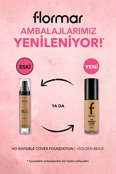 FLORMAR Doğal Bitişli Fondöten- Invisible Cover Hd Fdt. - 110 Golden Beige - 8682536059152 - 3