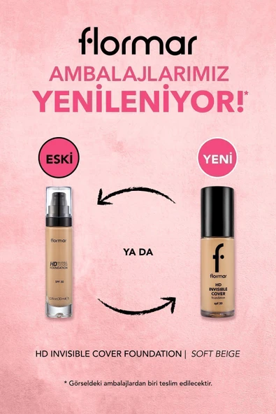 FLORMAR Doğal Bitişli Fondöten- Invisible Cover Hd Fdt. - 080 Soft Beige - 8682536059091 - 3