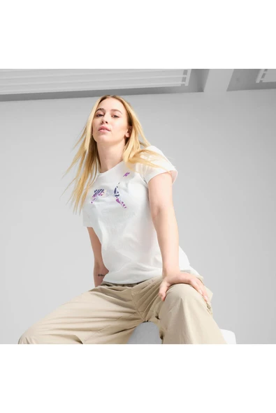 PUMA KADIN GRAPHICS FLORAL CAT LOGO TEE TİŞÖRT 68508102