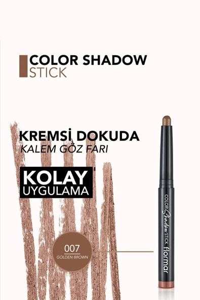 FLORMAR Suya Dayanıklı Işıltılı Kalem Far -color Shadow Stick-007 Golden Brown-8682536039475 - 5