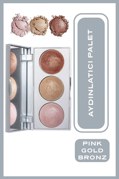 GOLDEN ROSE Strobing Highlighter Palette Pink Gold Bronz - Aydınlatıcı Palet