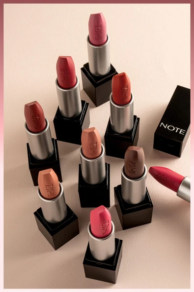 NOTE Mattever Lipstick Yarı Mat Saten Bitişli Ruj 18 Heartbeat Red - Kızıl Kahverengi - Resim 4