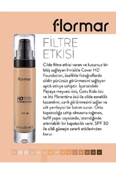 FLORMAR Pürüzsüz,orta Kapatıcılıkta Fondöten | 30 Ml 100
medıum Beıge - Resim 3