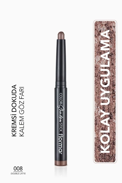 FLORMAR Suya Dayanıklı Işıltılı Kalem Far -color Shadow Stick -008 Double Latte- 8682536039482