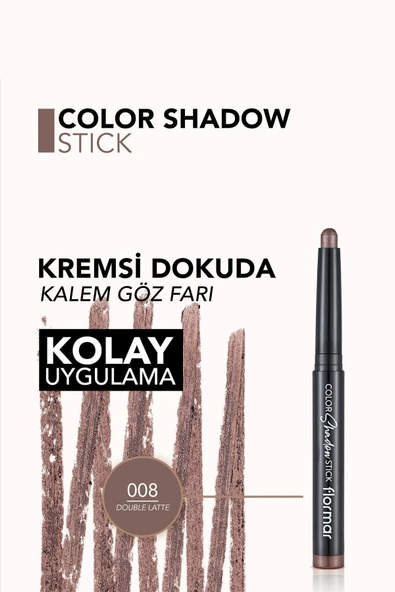 FLORMAR Suya Dayanıklı Işıltılı Kalem Far -color Shadow Stick -008 Double Latte- 8682536039482 - 5