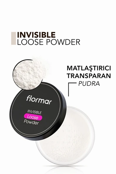 FLORMAR Mat Bitişli Toz Sabitleyici Transparan Pudra - Invisible Loose Powder - 001 - 8690604271467 - Resim 4