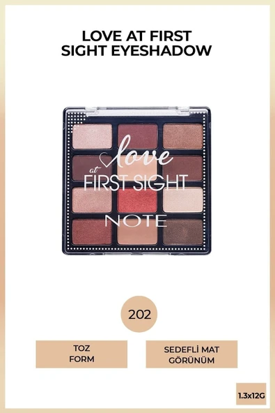 NOTE Love At First Sight Eyeshadow Mat Ve Işıltılı Toz Göz Far Paleti - 202 Instant Lovers