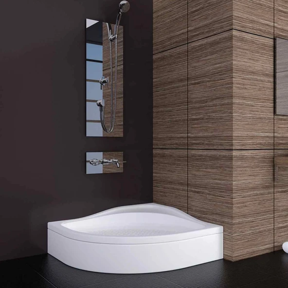 Sırduş 90x90x16 Oval Oturmalı Duş Teknesi