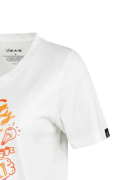 2AS ALONE BASKILI V YAKA KADIN T-SHİRT 411 - 3