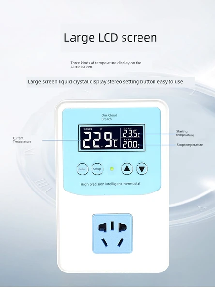 Dijital Ekran Termostat - 5004 LCD 5m Su Geçirmez Prob 2000W - 4