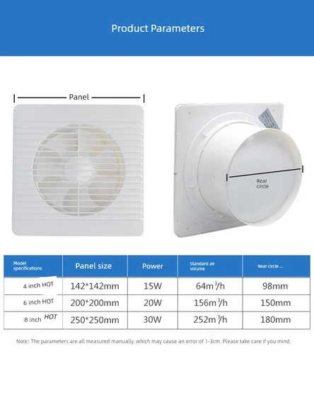 Tuvalet Egzoz Fanı - 8 inç Ultra İnce Panel - Açılış 18-20cm - 3