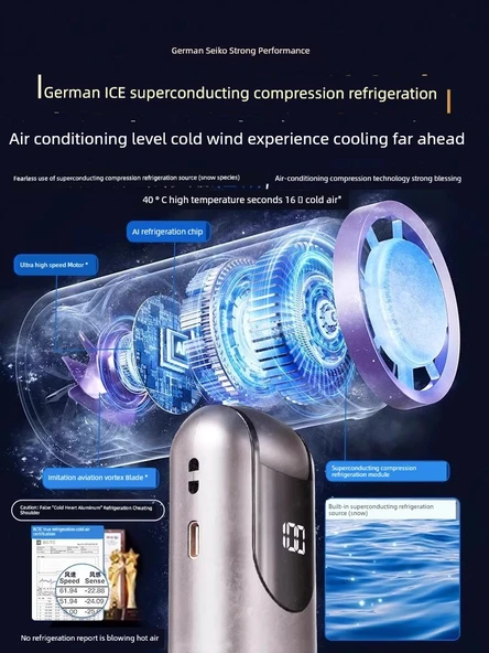 Taşınabilir Elektrikli Fan - Kasırga Versiyonu - Dyson Moru - 17m/s Soğuk Rüzgar - 2