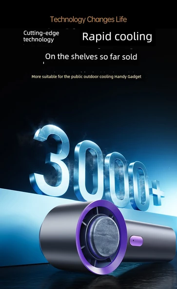 Taşınabilir El Tipi USB Şarjlı Mini Fan - 10000mAh Buz Beyazı Özel Versiyon - 6
