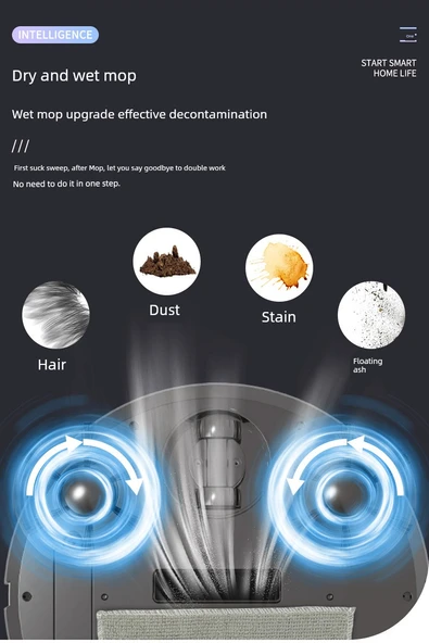 Otomatik Süpürge Robotu - Lacivert - Islak ve Kuru Temizlik - 11