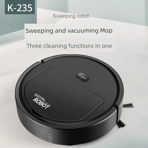 4'ü 1 Arada Süpürge Robotu - Siyah - K250 - 22x22x6.5 - Resim 2