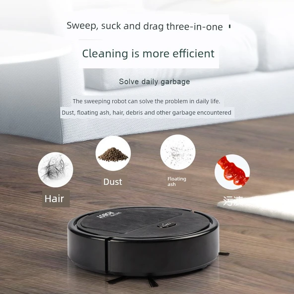 4'ü 1 Arada Süpürge Robotu - Siyah - K250 - 22x22x6.5 - Resim 3