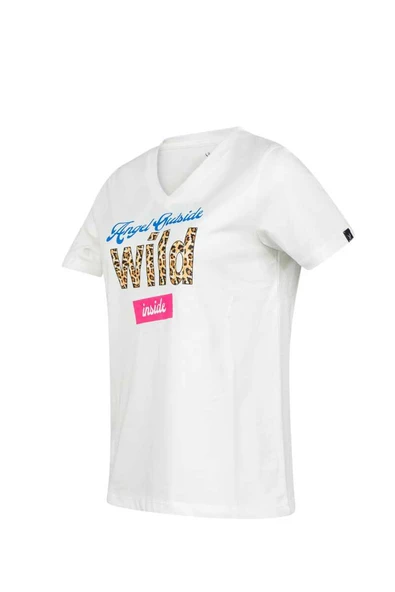 2AS ALONE BASKILI V YAKA KADIN T-SHİRT 410 - 2