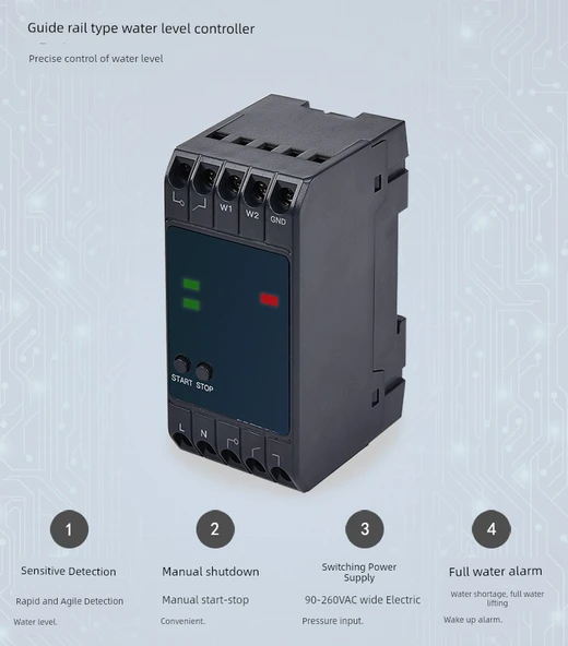 Otomatik Su Seviyesi Kontrol Cihazı - 220VAC Alarmlı - 6