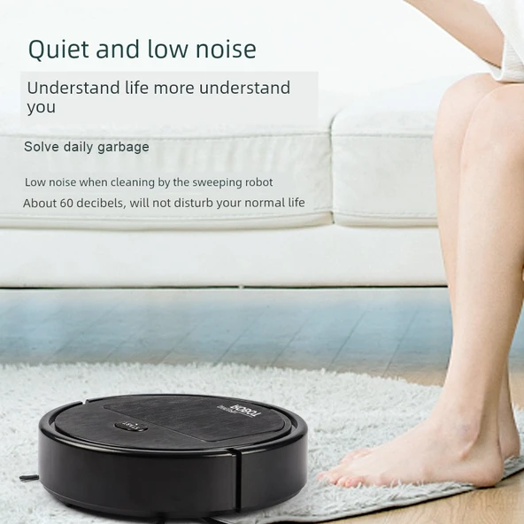 4'ü 1 Arada Süpürge Robotu - Siyah - K250 - 22x22x6.5 - Resim 4