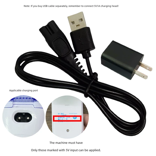 Büyük Çift Delik USB Kablo + Şarj Başlığı - 5V
