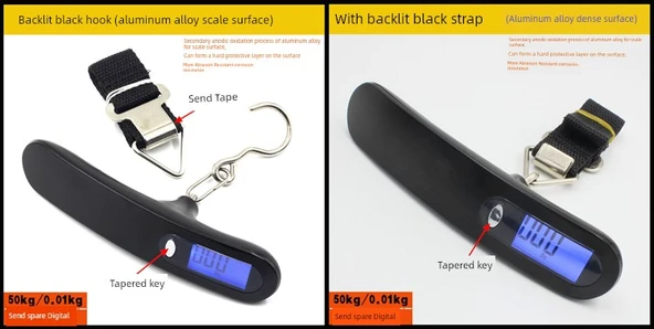 Taşınabilir 50kg Dijital Bagaj Tartısı - Arka Işıklı Kırmızı Bant - Yeni Gelen - 10