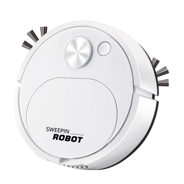 Otomatik USB Şarjlı Süpürge Robot Vakum Temizleyici - Beyaz - 8018 Şarjlı - 6
