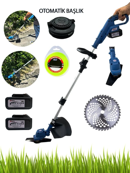 Rowermax Rpc-MM150 Akülü Tırpan Kenar Çalı Ot Çim Bİçme Teleskopik Misinalı Set